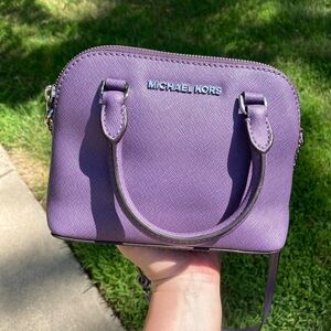 Michael Kors Purple Dome Satchel Small Crossbody Mini Saffiano Leather Handbag
